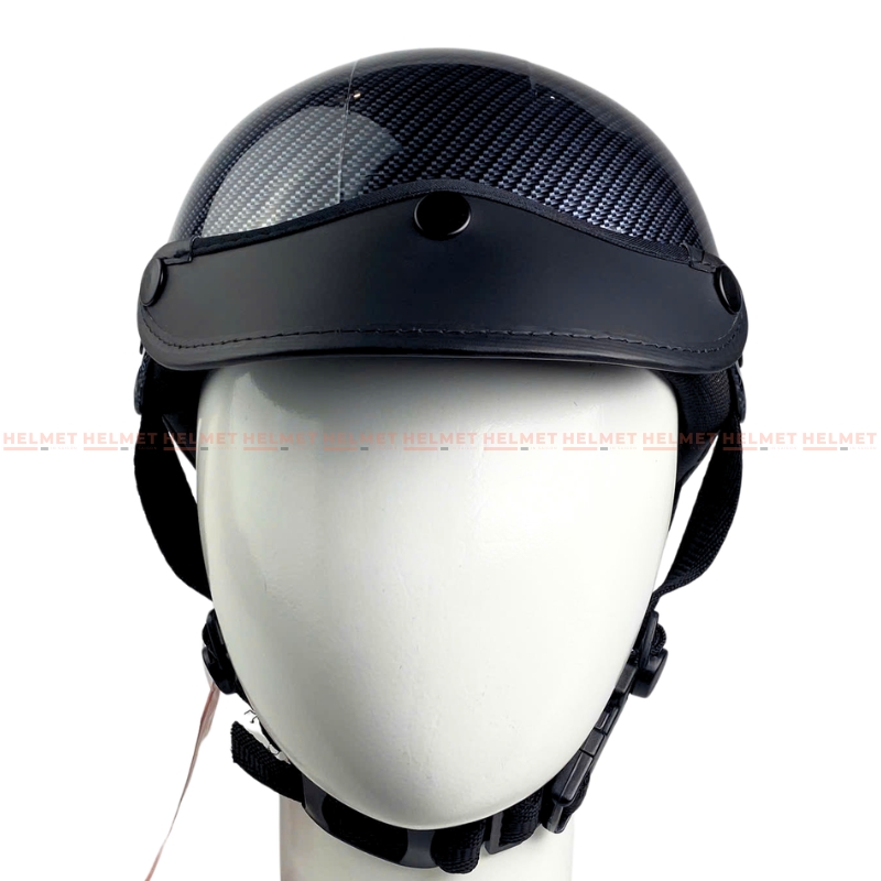 Mũ bảo hiểm 1/2 đầu mỏ da MINHO sơn nhúng carbon - MBH nửa đầu nam nữ gọn nhẹ, thoáng khí, hiện đại