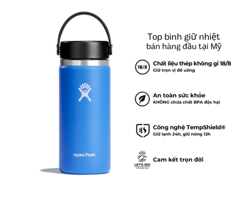 Bình giữ nhiệt Hydro Flask 16 oz Wide Flex Cap có nắp xoay