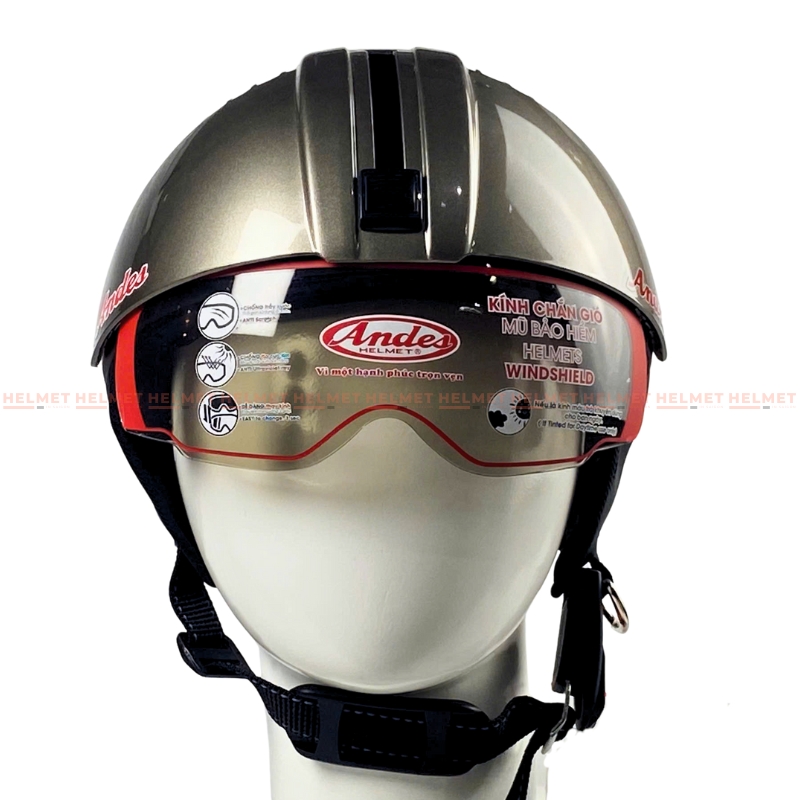 Mũ bảo hiểm 1/2 đầu kính âm ANDES 3S181 - MBH nửa đầu giấu kính chuẩn an toàn, chịu va đập