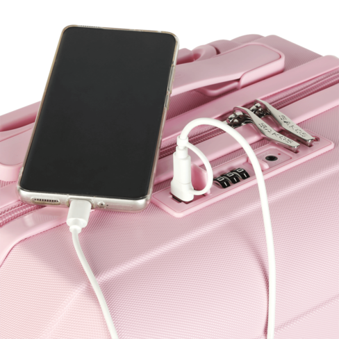 Vali kéo nhựa SAKOS Avenir size S xách tay 20 inch có ngăn nới rộng - Cổng sạc USB - Khóa TSA