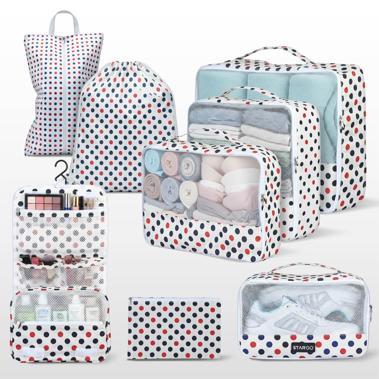 Bộ phụ kiện 8 túi STARGO Arreda - Túi tiện ích sắp xếp hành lý, đựng giày, mỹ phẩm, siêu nhẹ, trượt nước