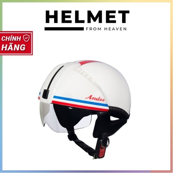 Mũ Bảo Hiểm Nửa Đầu Có Kính Andes 3S181-Tem Bóng-W347