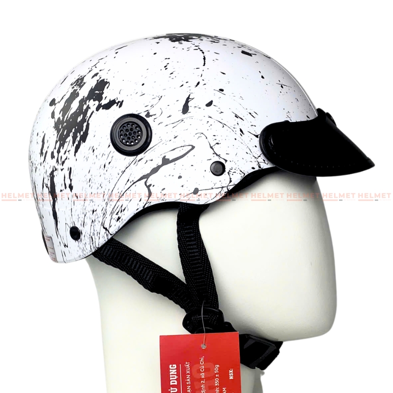 Mũ bảo hiểm 1/2 đầu mỏ da MINHO sơn nhúng brush splash - MBH nửa đầu nam nữ gọn nhẹ, thoáng khí, hiện đại