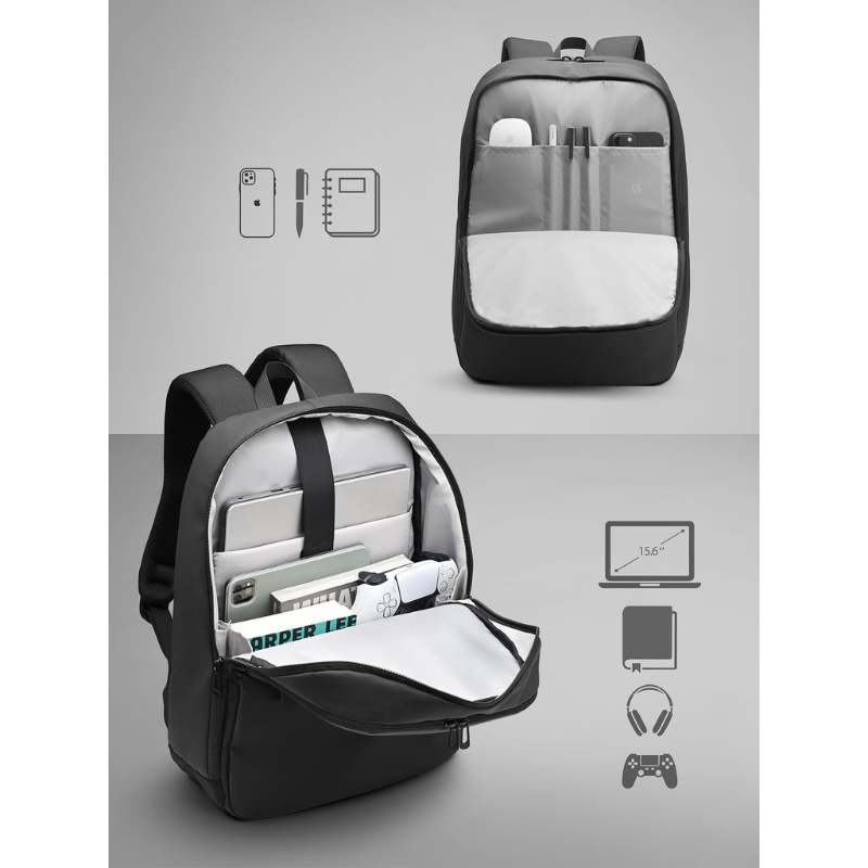 Balo phối da laptop 15.6 inch KINGBAG Robin - Siêu nhẹ, thể tích 20L, đai gài vali, trượt nước, thanh lịch