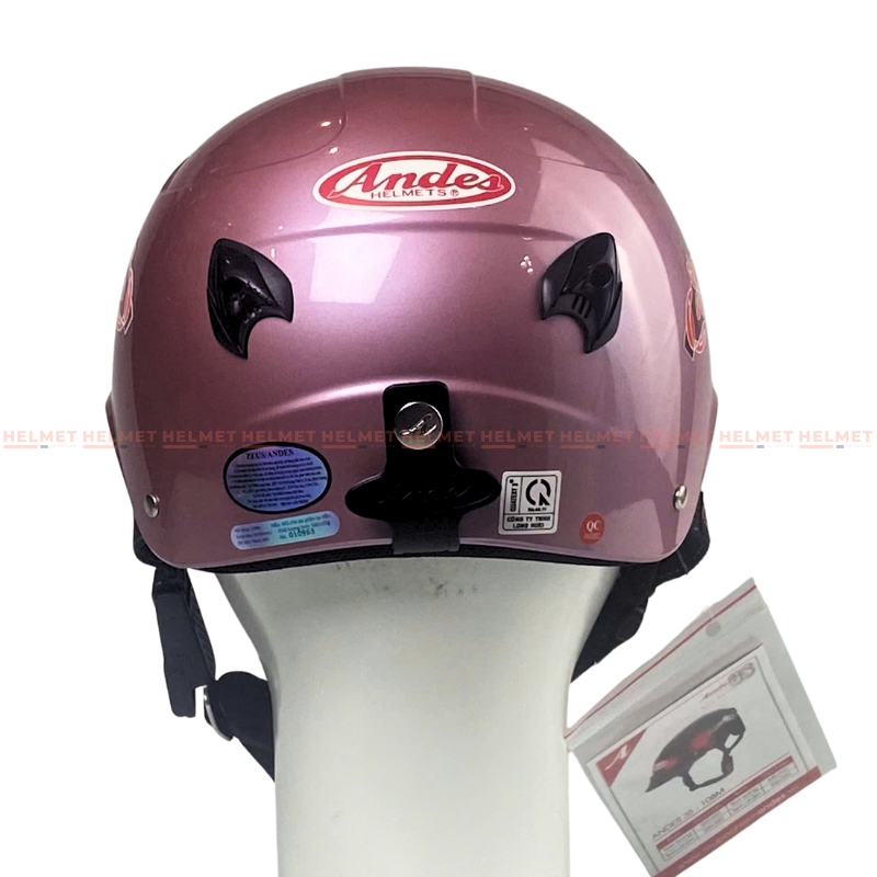 Mũ bảo hiểm 1/2 đầu không kính ANDES 3S108 có hoa dành cho nữ - MBH nửa đầu nhỏ gọn cứng cáp, chống va đập