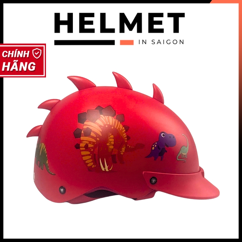 Mũ bảo hiểm trẻ em 1/2 đầu ĐỨC HUY 008 Khủng Long chuẩn an toàn - MBH nửa đầu đáng yêu cứng cáp, thời trang