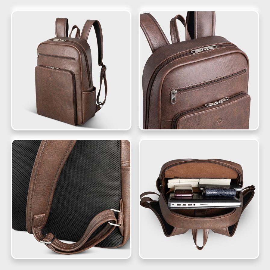 Balo da công sở laptop 15.6 inch unisex FADODA FBA27 - Thanh lịch, chống thấm, không bong tróc, nhiều ngăn