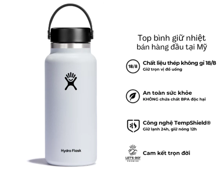 Bình giữ nhiệt Hydro Flask 32 oz Wide Flex Cap có nắp vặn