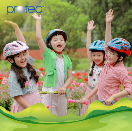 Mũ Bảo Hiểm Xe Đạp Dành Cho Bé Gái 1-12 Tuổi PROTEC SMILE, Họa Tiết Xinh Xắn Đáng Yêu, Có Đèn Hậu An Toàn