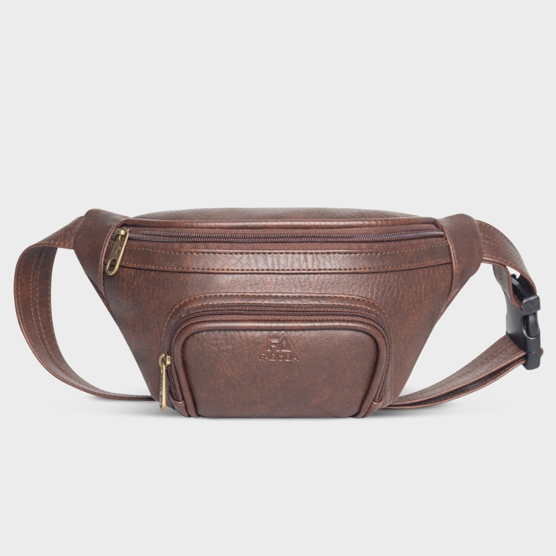 Túi bao tử / đeo chéo da FADODA FDC12 nhiều ngăn, gọn nhẹ, đứng form, chống thấm, không bong tróc, unisex