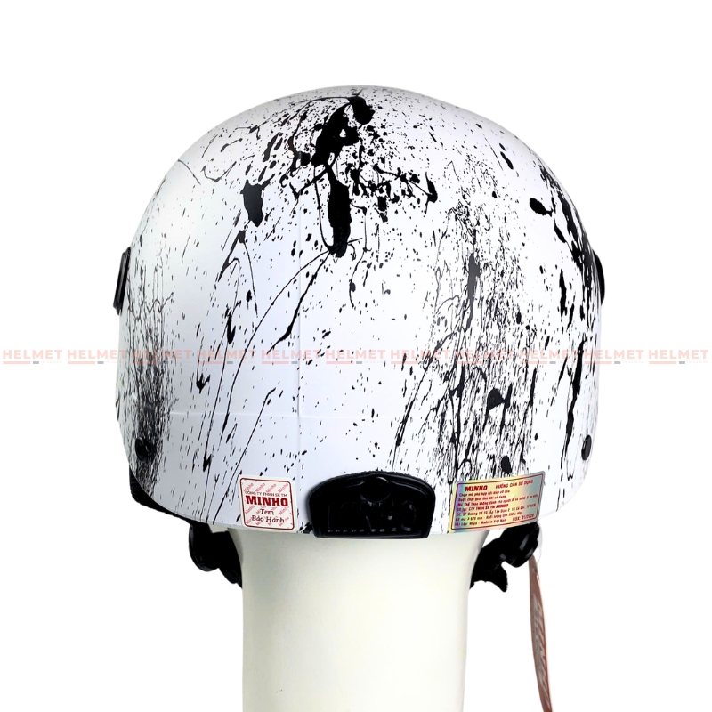 Mũ bảo hiểm 1/2 đầu mỏ da MINHO sơn nhúng brush splash - MBH nửa đầu nam nữ gọn nhẹ, thoáng khí, hiện đại