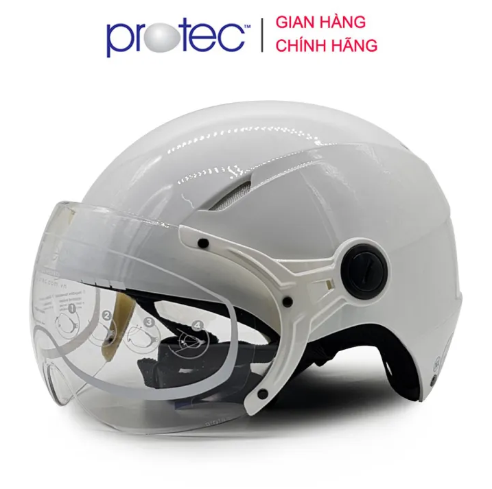 Mũ bảo hiểm 1/2 đầu Có Kính PROTEC VIC Độ che phủ sâu hơn