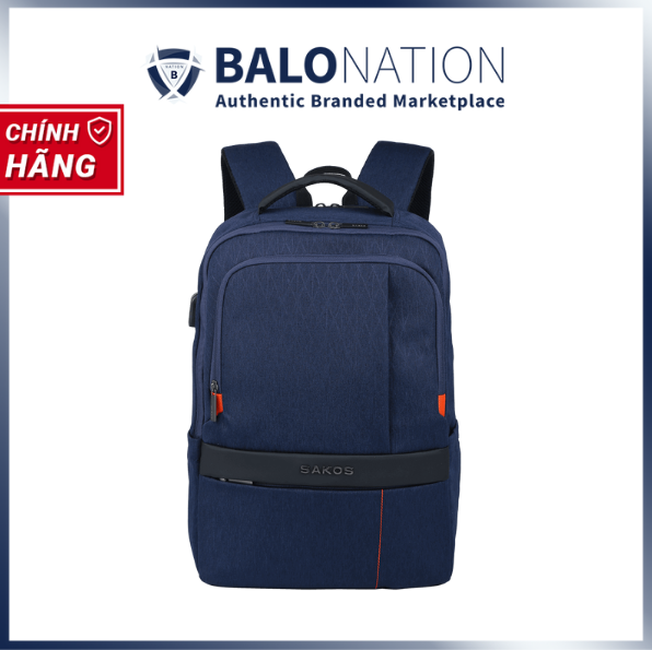 Balo Laptop 15.6 Inch SAKOS CARBON Vải Trượt Nước Phối Da Cao Cấp - BH Dài Hạn