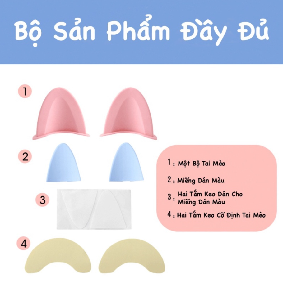 Tai mèo gắn mũ bảo hiểm (1 cặp), siêu dễ thương, đáng yêu vô hạn