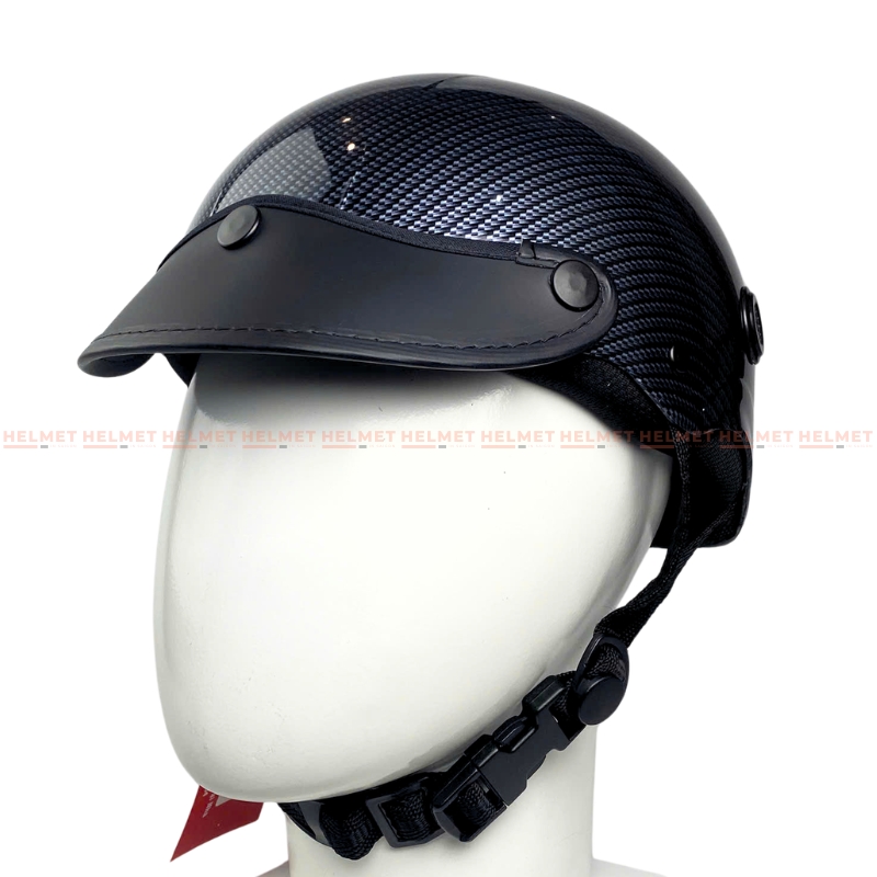 Mũ bảo hiểm 1/2 đầu mỏ da MINHO sơn nhúng carbon - MBH nửa đầu nam nữ gọn nhẹ, thoáng khí, hiện đại