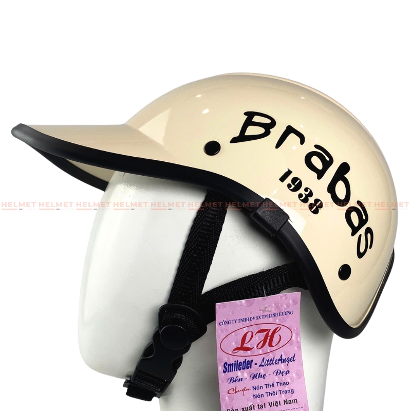 Mũ bảo hiểm lưỡi trai khoét đuôi 1/2 đầu LH Brabas 1938 - MBH kết nửa đầu nữ gọn nhẹ, năng động, che nắng
