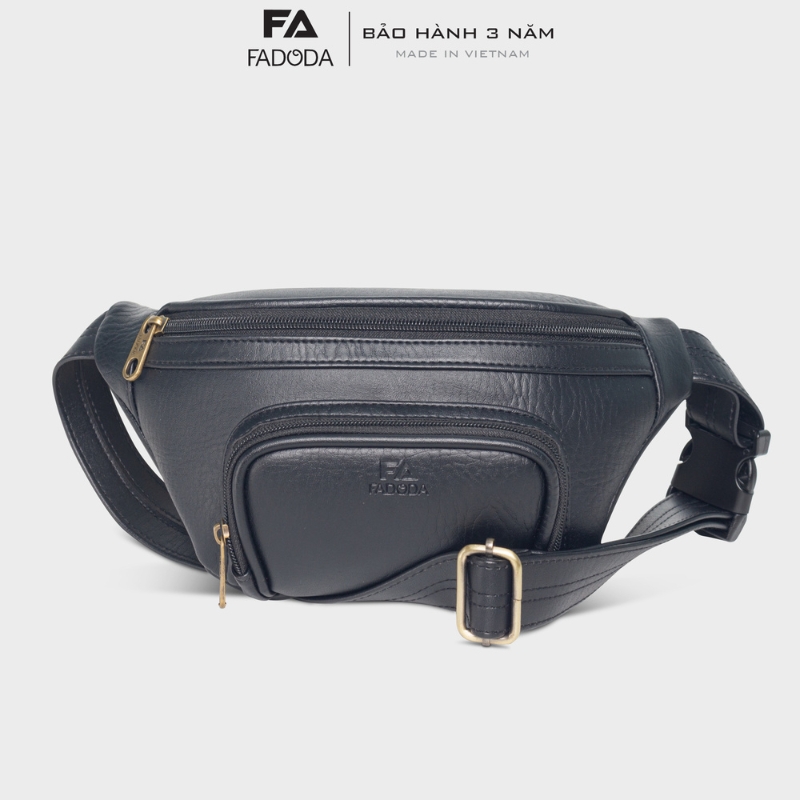Túi bao tử / đeo chéo da FADODA FDC12 nhiều ngăn, gọn nhẹ, đứng form, chống thấm, không bong tróc, unisex