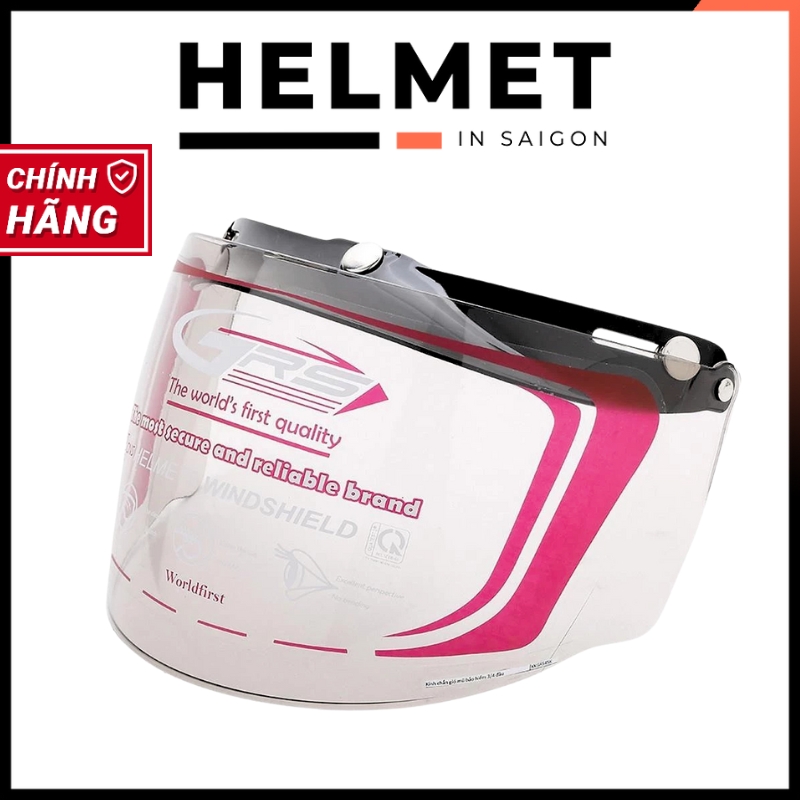 Kính bấm rời gắn mũ bảo hiểm GRS A7 - Kính 3 khuy cho MBH 1/2 3/4 đầu dễ tháo lắp, chắn gió mưa nắng bụi