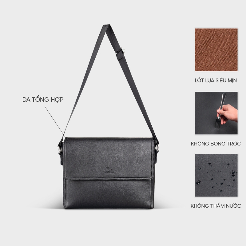 Túi đeo chéo da nam dáng ngang FADODA FDC19 - Business Casual, chống thấm, không bong tróc