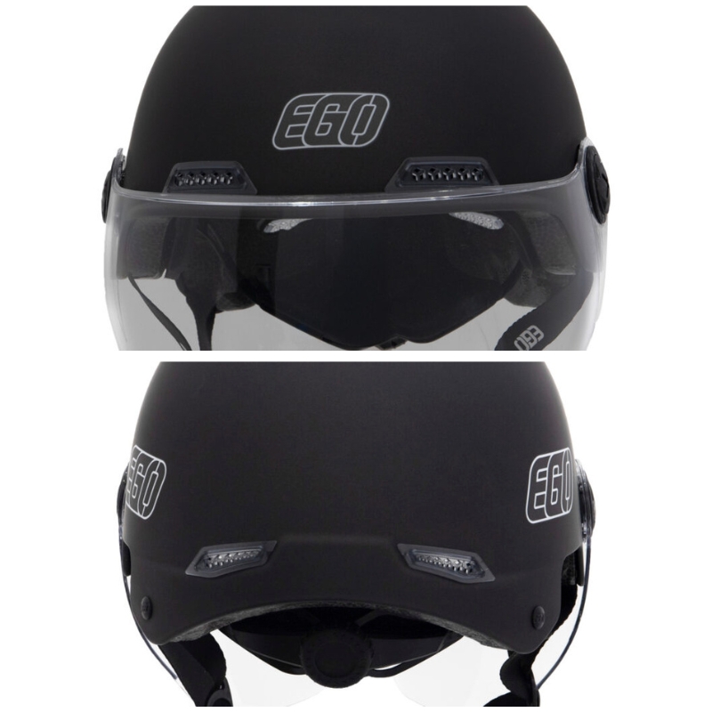 Mũ bảo hiểm 1/2 đầu EGO E-21 có kính - MBH nửa đầu an toàn, có khe thông gió, núm tăng chỉnh size linh hoạt