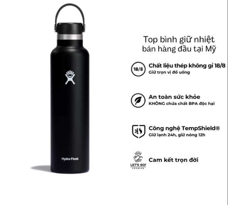 Bình giữ nhiệt Hydro Flask 24 Oz Standard Flex Cap có nắp xoay
