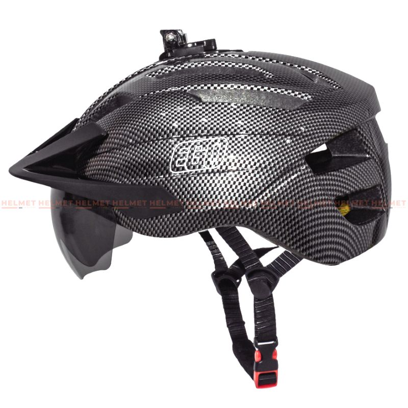 Mũ bảo hiểm xe đạp 1/2 đầu EGO EB-46 siêu nhẹ có kính nam châm, chốt gắn camera hành trình, điều chỉnh size