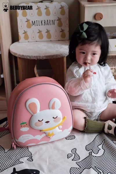 Balo Mẫu Giáo Chống Thất Lạc Cho Bé Gái BEDDYBEAR Thỏ Hồng ZS-THO