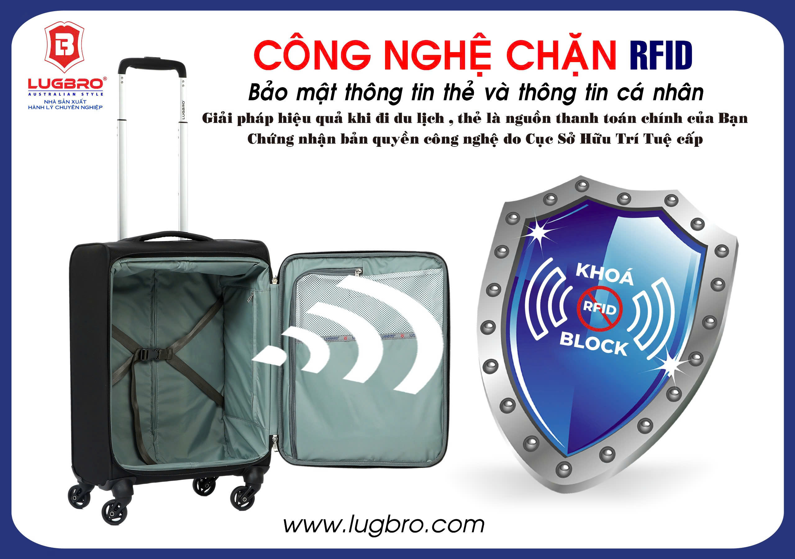 Vali Hành Lý Xách Tay Siêu Nhẹ LUGBRO PILOT - Bảo Hành Trọn Đời