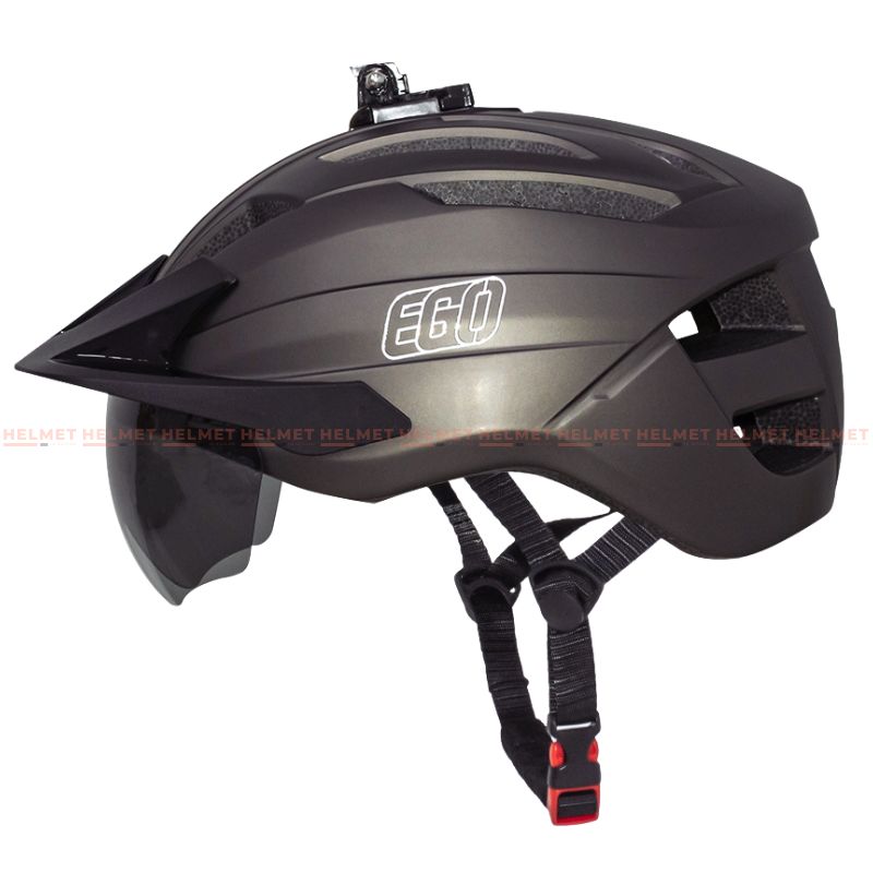 Mũ bảo hiểm xe đạp 1/2 đầu EGO EB-46 siêu nhẹ có kính nam châm, chốt gắn camera hành trình, điều chỉnh size