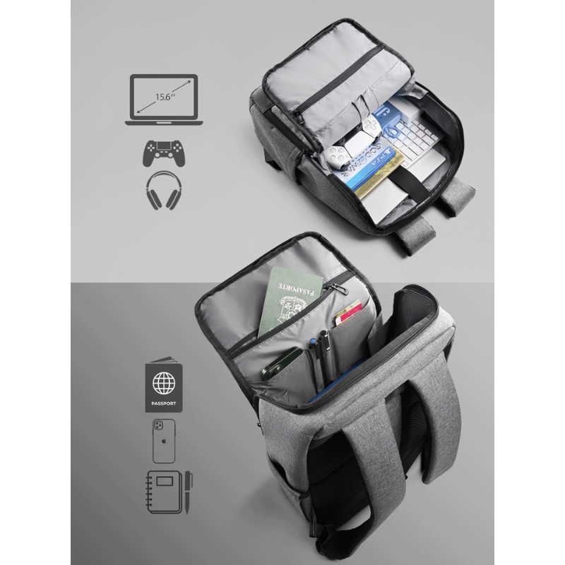 Balo laptop 15.6 inch KINGBAG Antony - Nhiều ngăn, nắp U zip, dung tích 20L, tối giản, gọn nhẹ, trượt nước