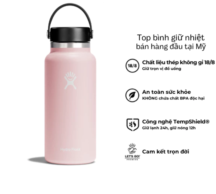 Bình giữ nhiệt Hydro Flask 32 oz Wide Flex Cap có nắp vặn