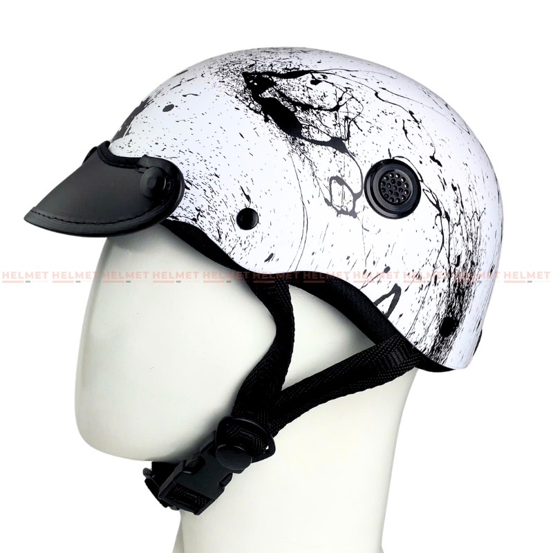 Mũ bảo hiểm 1/2 đầu mỏ da MINHO sơn nhúng brush splash - MBH nửa đầu nam nữ gọn nhẹ, thoáng khí, hiện đại