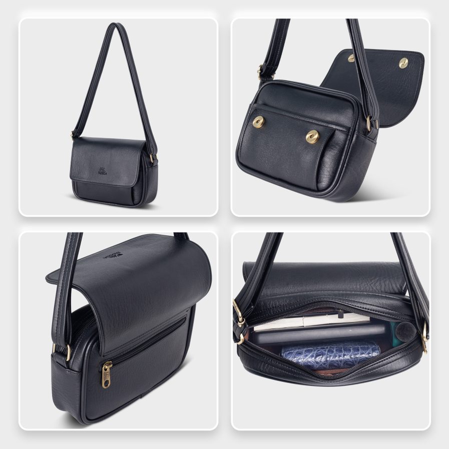 Túi đeo chéo da FADODA FN22 nhỏ gọn, nhiều ngăn - Vintage, chống thấm nước, không bong tróc