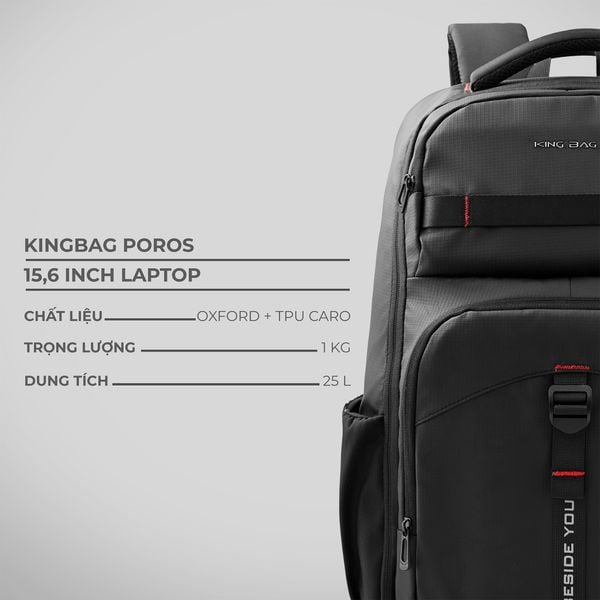 Balo Laptop 15.6 inch KINGBAG POROS