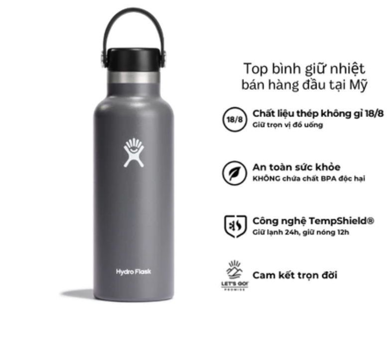 Bình giữ nhiệt Hydro Flask 18 Oz Standard Flex Cap có nắp xoay