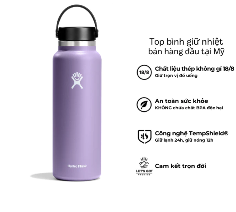 Bình giữ nhiệt Hydro Flask 40 oz Wide Flex Cap có nắp xoay