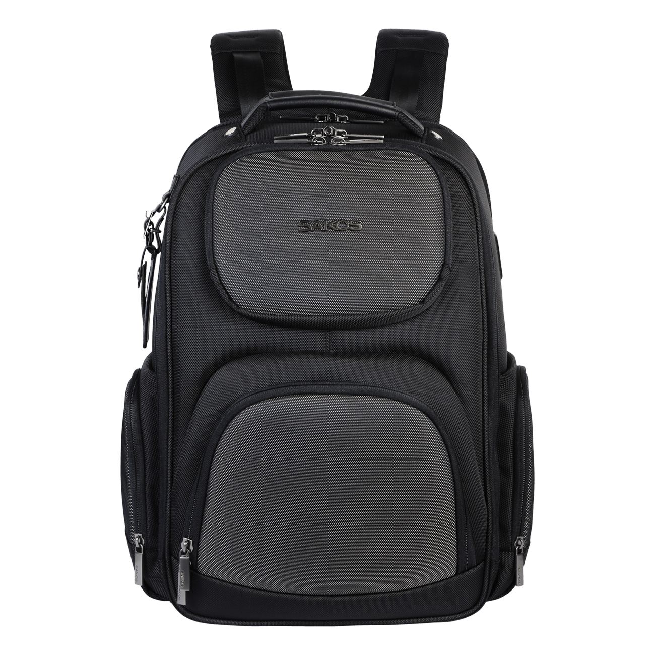 Balo doanh nhân laptop 15.6 inch SAKOS Impona mở rộng 90 độ có cổng sạc USB, tag tên, đai gài cần kéo vali