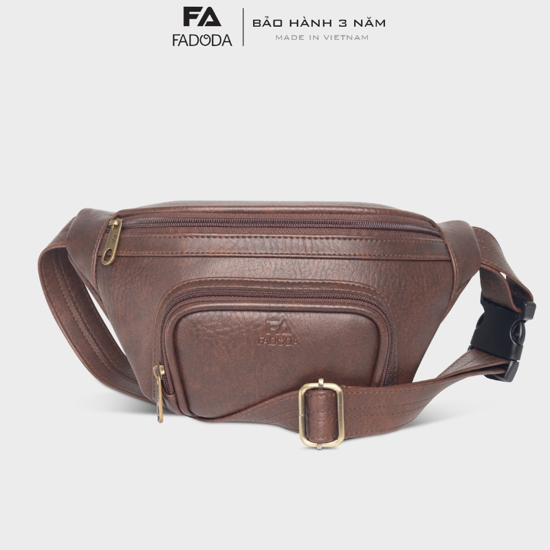 Túi bao tử / đeo chéo da FADODA FDC12 nhiều ngăn, gọn nhẹ, đứng form, chống thấm, không bong tróc, unisex