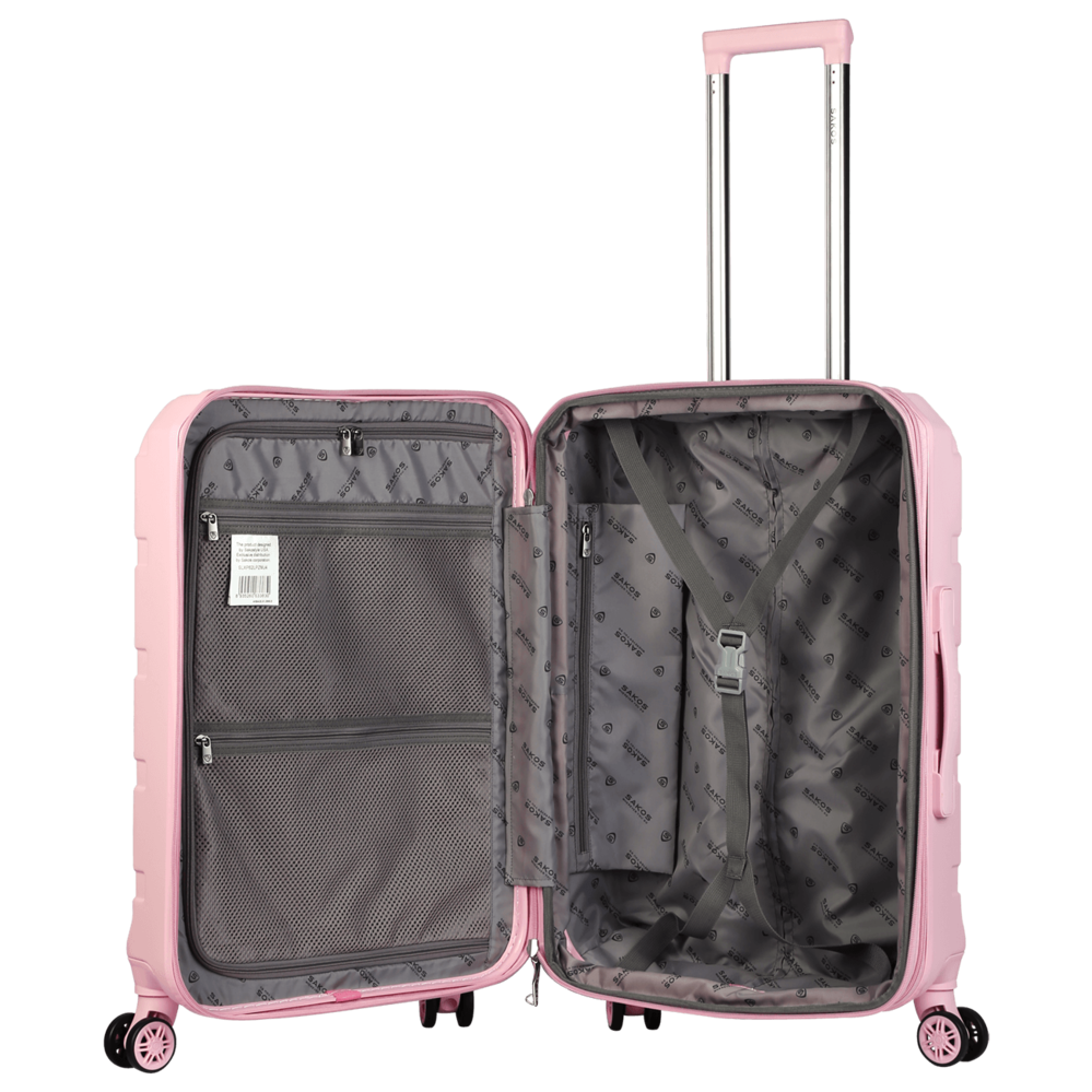 Vali kéo nhựa SAKOS Avenir size M ký gửi 24 inch có ngăn nới rộng - Cổng sạc USB - Khóa TSA