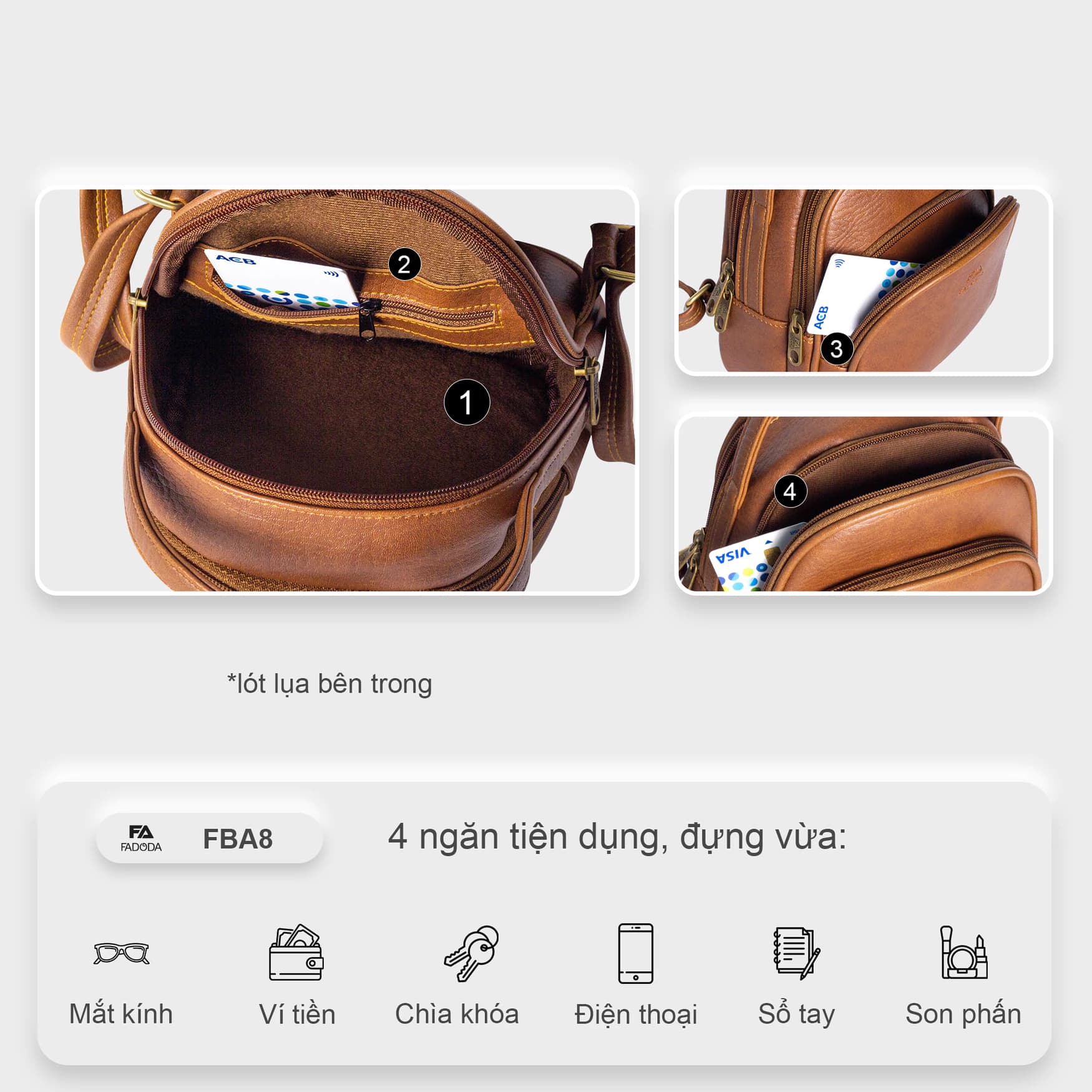 Balo da nữ mini Hàn Quốc FADODA FBA8 đi chơi, dạo phố