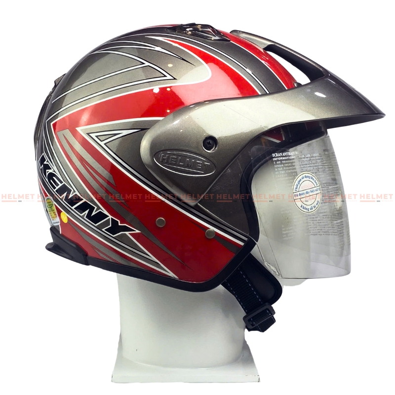 Mũ bảo hiểm 3/4 đầu có kính ANDES 306E tem thể thao - MBH mô tô phượt 1 kính dày êm, chắc chắn, an toàn