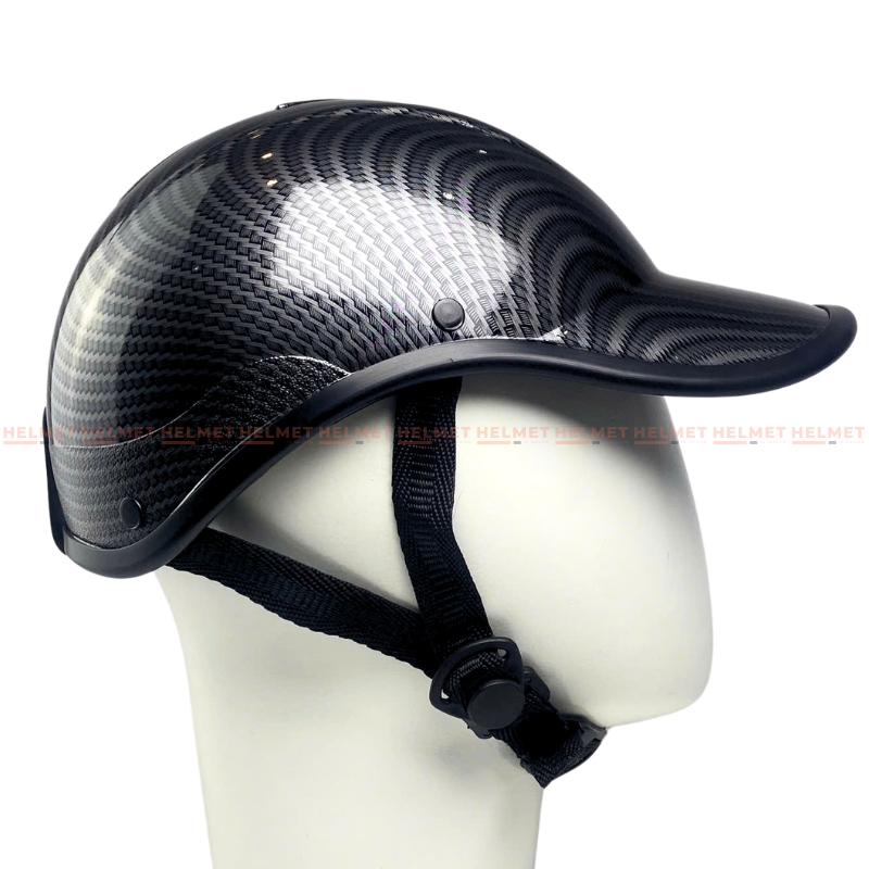 Mũ bảo hiểm lưỡi trai 1/2 đầu không khoét sơn nhúng carbon - MBH kết nửa đầu unisex nam nữ gọn nhẹ, che nắng mưa gió bụi