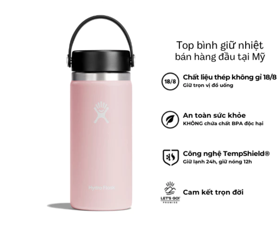 Bình giữ nhiệt Hydro Flask 16 oz Wide Flex Cap có nắp xoay
