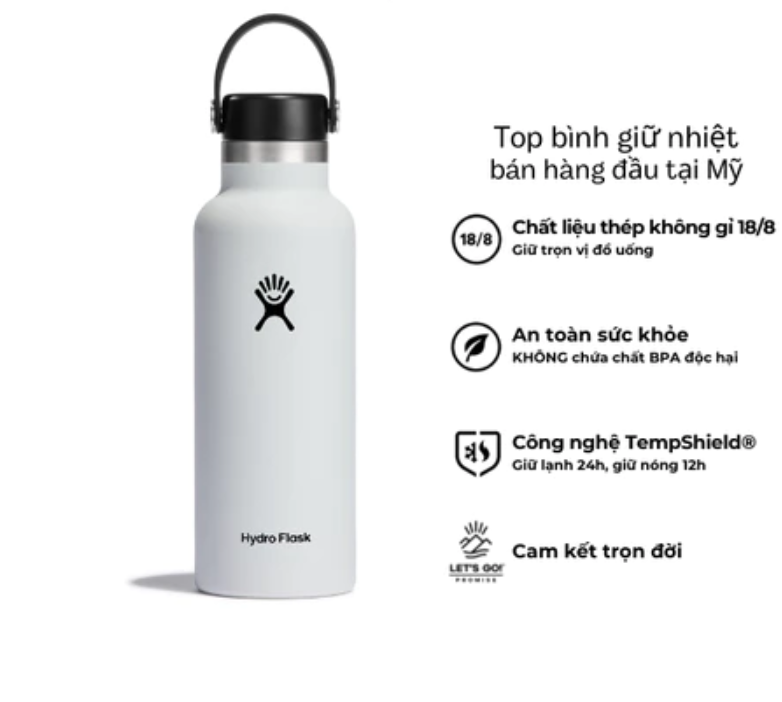 Bình giữ nhiệt Hydro Flask 18 Oz Standard Flex Cap có nắp xoay