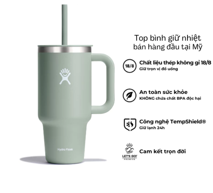Ly giữ nhiệt Hydro Flask 32oz Around Travel Tumbler kèm ống hút