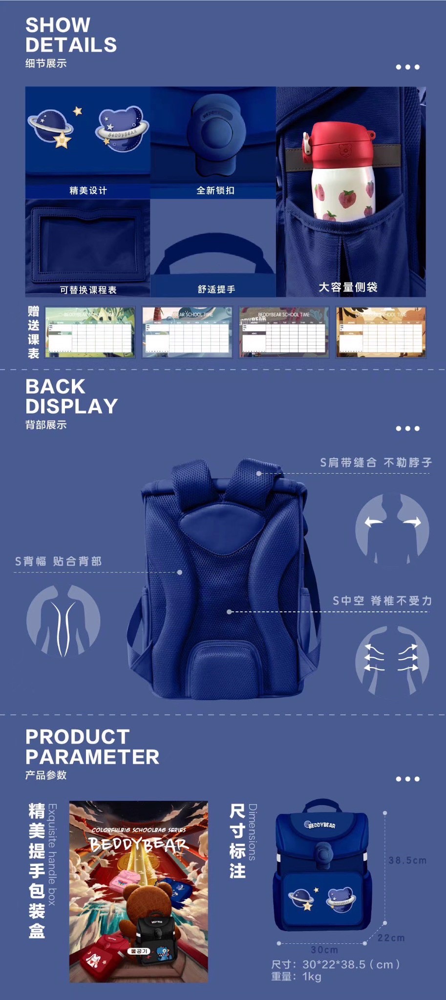 Balo Tiểu Học Chống Gù BEDDYBEAR Schoolbag Hành Tinh Xanh Cho Bé BF-HANHTINH