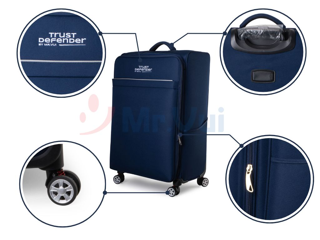 Vali du lịch vải MR VUI 207 size lớn ký gửi 28 inch - Nới rộng, có nametag