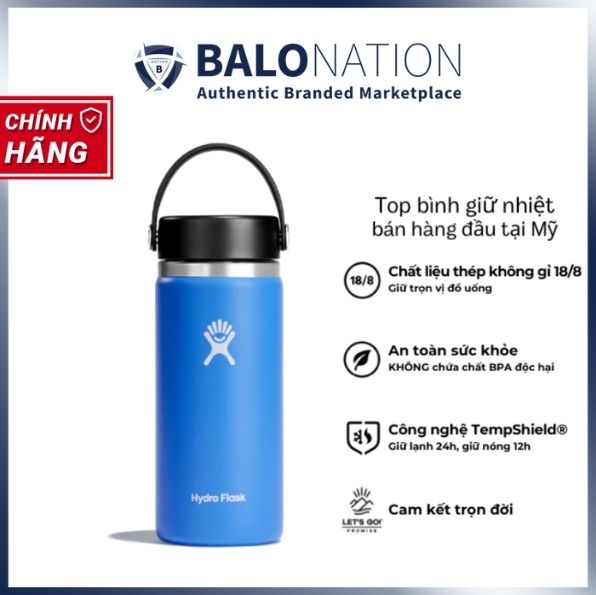 Bình giữ nhiệt Hydro Flask 16 oz Wide Flex Cap có nắp xoay