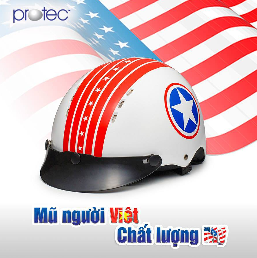 Mũ Bảo Hiểm Nửa Đầu Không Kính PROTEC ARIZONA, Thời Trang, Trẻ Trung, An Toàn