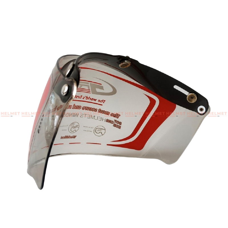 Kính bấm rời gắn mũ bảo hiểm GRS A7 - Kính 3 khuy cho MBH 1/2 3/4 đầu dễ tháo lắp, chắn gió mưa nắng bụi
